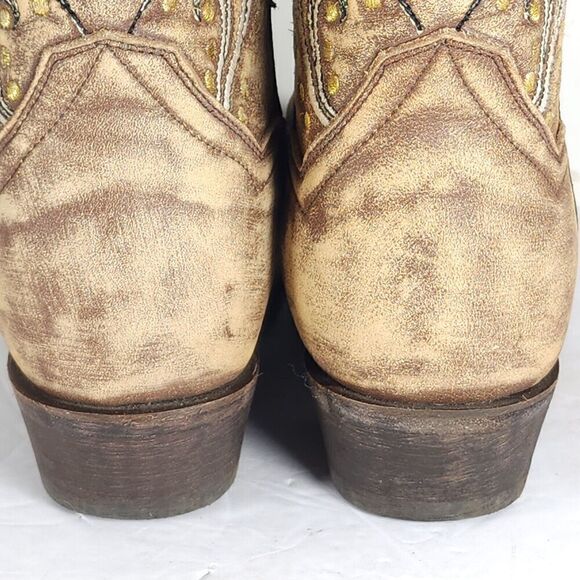 Dan Post Women’s US 6M Tan Leather Distressed Floral Embroidered Western Boots - Picture 11 of 13